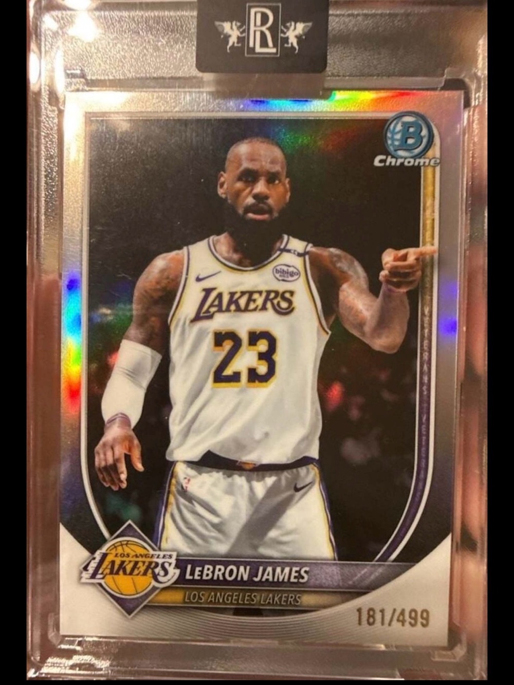 Numbered 181/499, this Bowman Chrome LeBron James refractor card